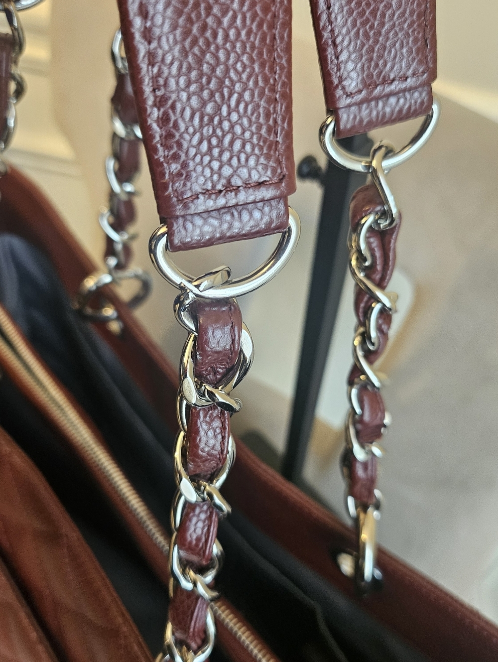 CHANEL GST XL Burgundy Caviar Leather Tote Silver HW Series 17 Discontinued - Picture 10 of 16